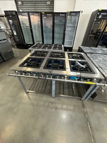 Fogão baixa pressão 6 queimadores 40x40 duplos maxi inox