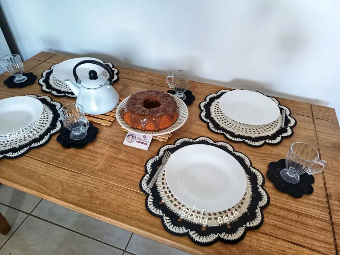 Sousplat crochê americano de crochê Valparaíso Brasília 