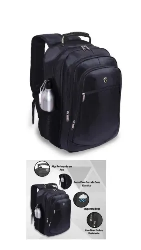 Mochila unissex escolar, escritório resistente a água, alça reforçada cabo de aço, USB 