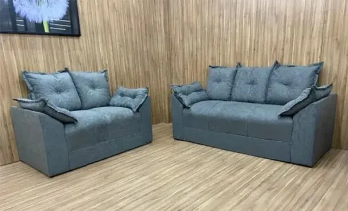 Conjunto Sofá 2x3 Lugares Paris Sued Cinza - Entrega Rápida!