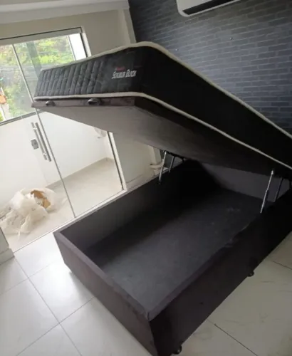 Cama box com bau colchao black molas ensacadas