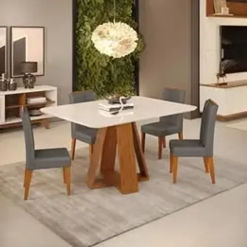 Mesa De Jantar Celeste Com 4 Cadeiras