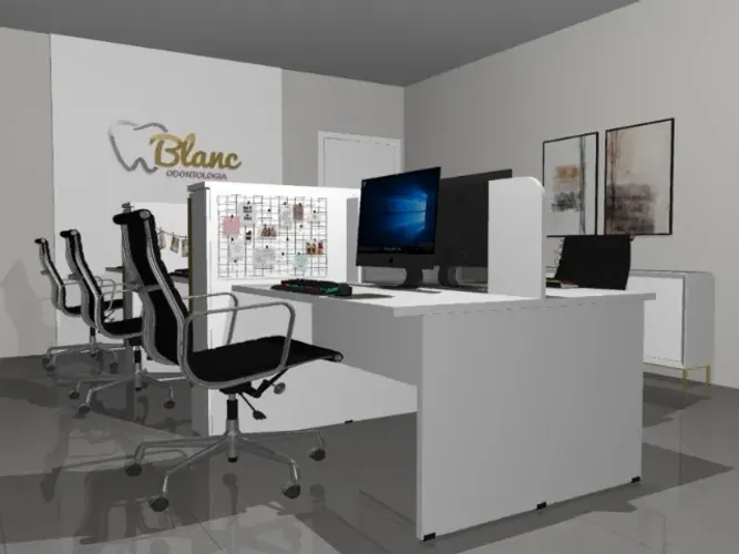 Estação Top White Office C/Painel. Alto Padrão. 6 Cxs De Tomada: L370cm x P130cm xA130cm