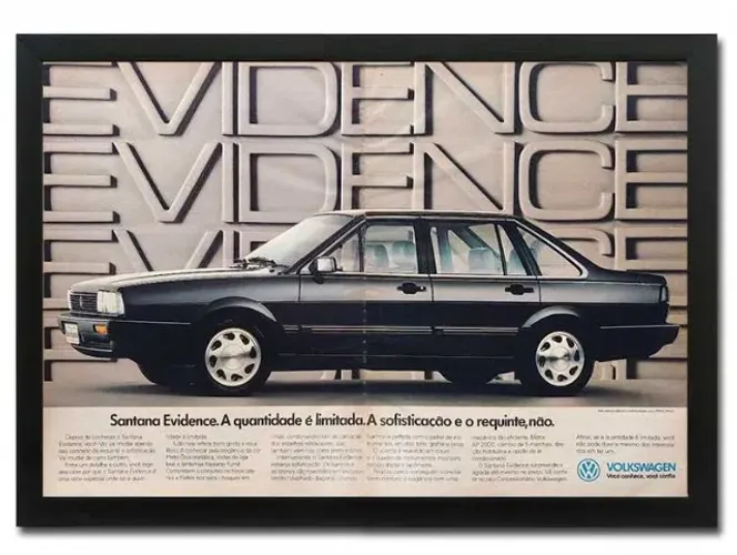 VW Santana Evidence 1990 - Quadro / pôster decorativo com propaganda original de revista