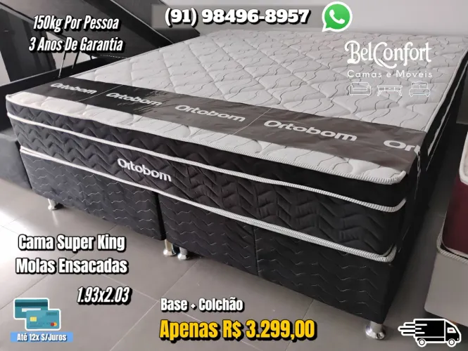 CAMA SUPER KING ORTOBOM 3 ANOS DE GARANTIA