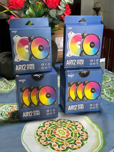 Kit com 8 FANS AIGO AR12 + Controladora AIGO