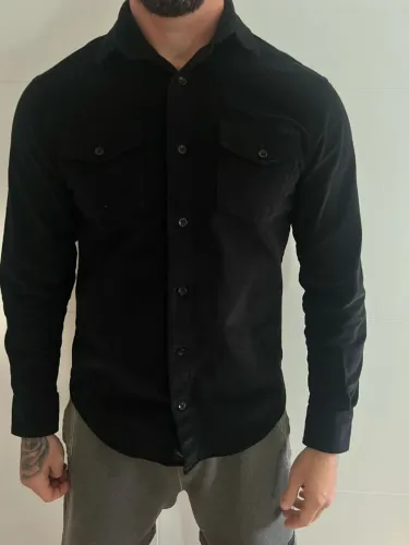Camisa Nova Social Preta de veludo M OFFICER 