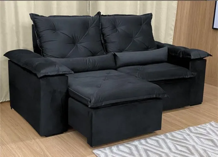 PAGUE NA ENTREGA! Sofá modelo Athenas  Preto na medida de 1.80m