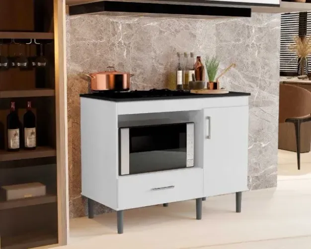 Balcão para Cooktop 1.05m 1 Porta 1 Gaveta (FAZEMOS ENTREGAS DF E ENTORNO)
