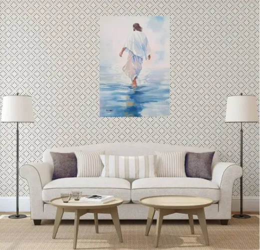 PINTURA EM TELA ARTE CRISTÃ - JESUS SOBRE AS ÁGUAS - SOB ENCOMENDA