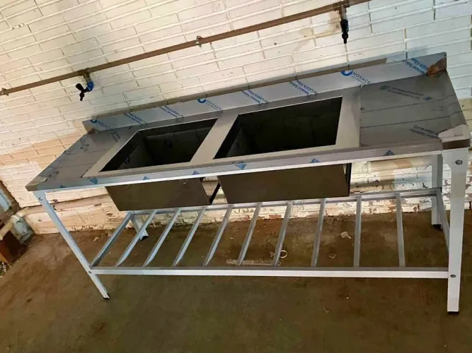 Mesa inox 2 cubas 1,90M X 0,55M - Marcos