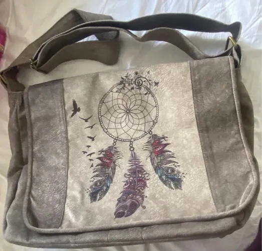 Bolsa grande de camurça cinza