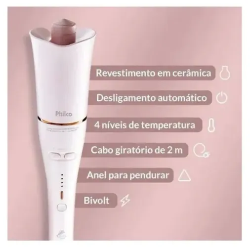 Cacheador Automático PEC10 Argan Styler Philco Bivolt 110V/220V Usado pouquíssimas vezes!