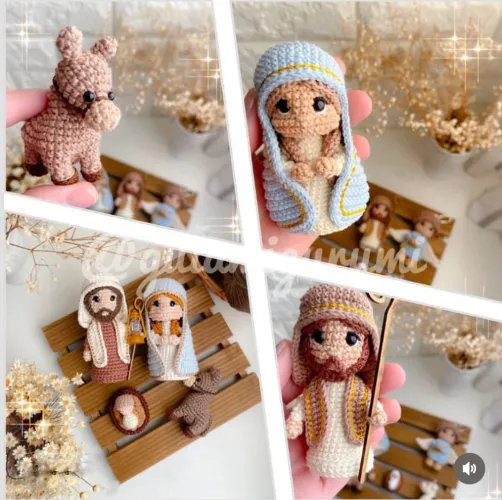 Presépio de Amigurumi Não Quebra Santos Sagrada Família Natal Decoração Crochê Moderno