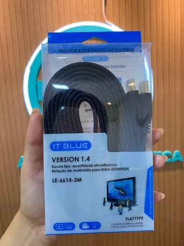Cabo HDMI 1.4 Flat 3M - Imagem Full HD 1080p e 3D