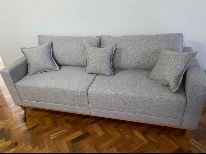 Sofá Fixo Em Linho 2,30 Pronta Entrega Em Molas