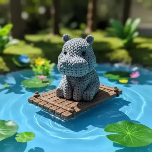 Boneco PLA Impressão 3d Hipopotamo Efeito Croche Pet Colecionavel
