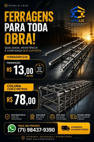 Ferragem pronta R$13,00 metro