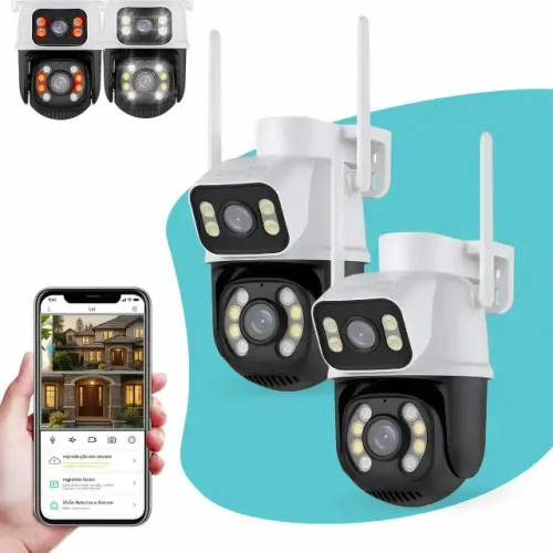 Kit 2 Câmera Segurança Ip Externa Wifi A28 A31 App Icsee Prova Dagua IP66 Dome Lente Dupla