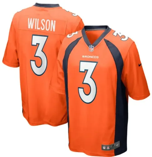 Camisa de futebol americano de jogo de Russell Wilson Denver, do DENVER BRONCOS, Nike 100%