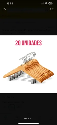 Kit com 20 cabides com presilhas
