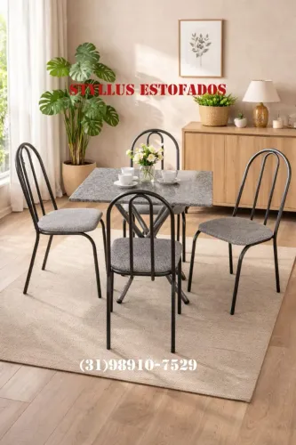Mesa tubular com 4 cadeiras