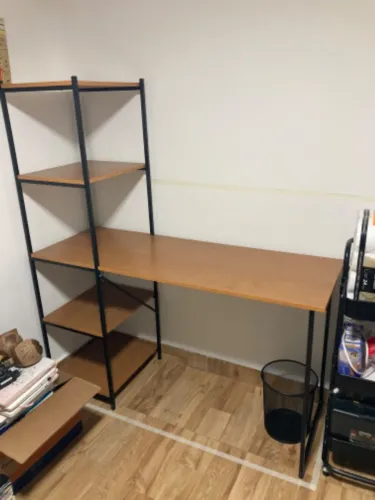 Mesa Escrivaninha Para Home Office Com Prateleiras Estilo Industrial