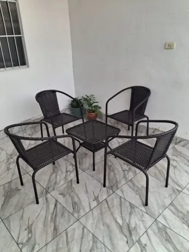 Jogo de cadeiras fixa pátio em fibra sintética