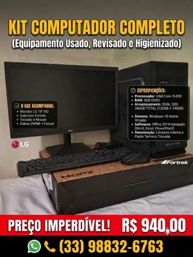 Kit computador completo para tarefas simples