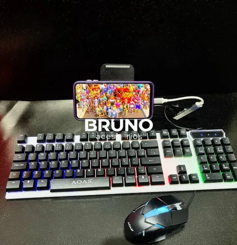 Kit teclado e mouse gamer mobilador para celular