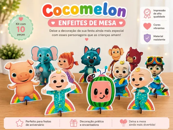 Decoração de Mesa Festa Infantil tema Cocomelon