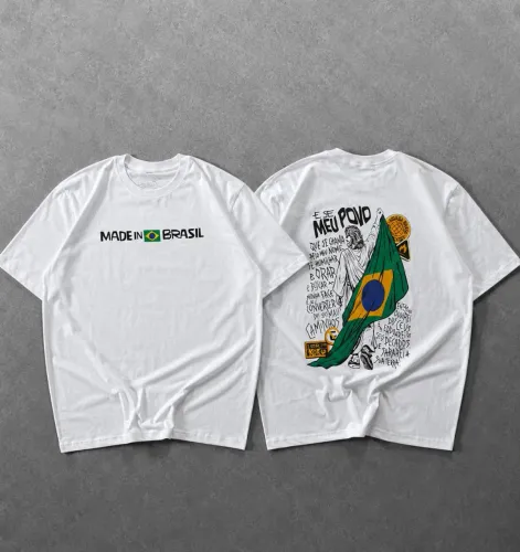 Camiseta Masculina Cristã (Jesus com a Bandeira do Brasil) NOVA