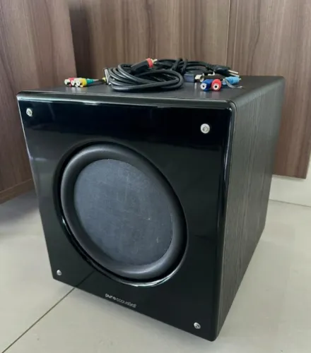 Caixa de Grave SUB Ativo Pure Acoustics SN-10 para TV/Home Theater - Completo com Cabos