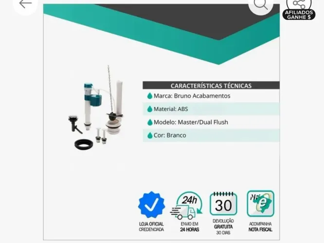 Kit mecanismo de descarga do tanque do banheiro novo pacote lacrado
