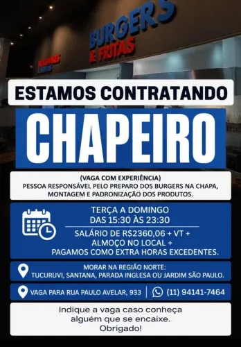 Procura-se para hamburgueria