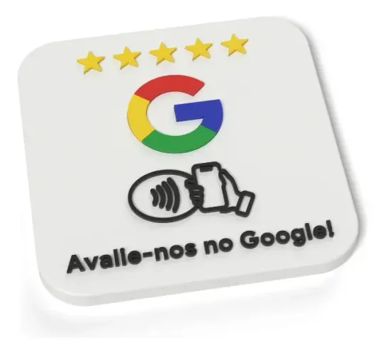 Placa de Avaliação Google por Aproximação NFC - Branca