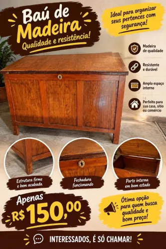 Vendo baú de madeira