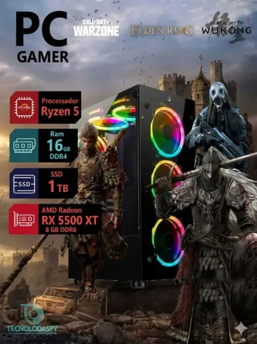 Pc Game Ryzen 5 16GB SSD 1TB Rx 5500XT 8GB Garantia e Nota