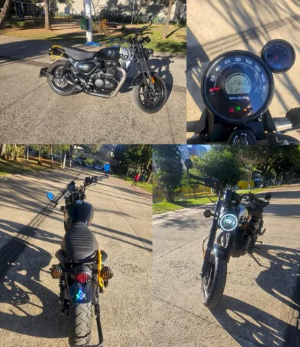 Royal Enfield Hunter 350 personalizada, espelhos, banco, escapamento, alarme, contagiros