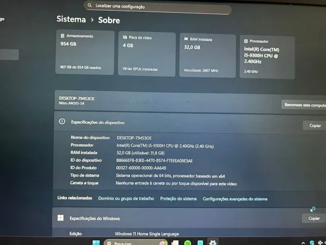 Notebook Gamer Acer Nitro 5 AN515-54-528V( TROCO EM PS5)
