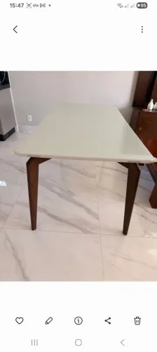 Mesa de Jantar retangular com vidro para 6 lugares 