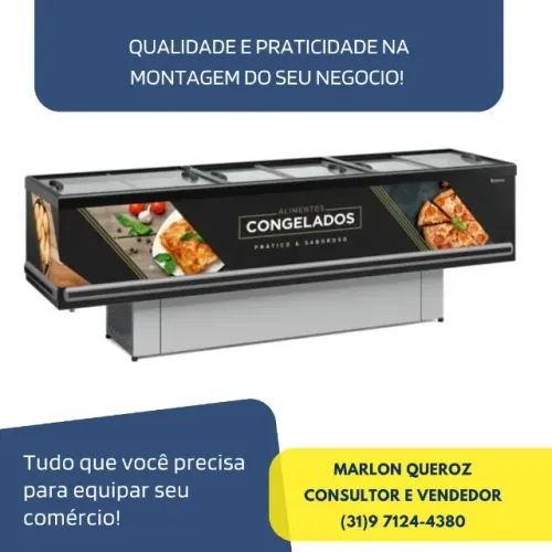 Ilha para Congelados Vidro Reto 2,90M Gelopar