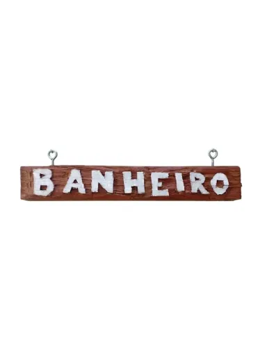 Placa de Madeira Banheiro