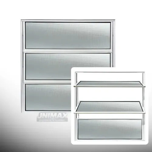 Janela Basculante de Alumínio Brilhante 60x60cm com Vidro
