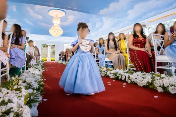 Vestido de Festa Dama de honra azul infantil
