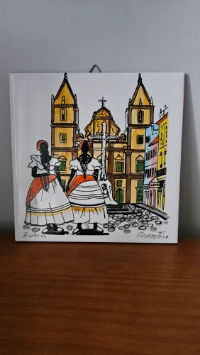 Azulejo decorativo de Prentice Carvalho 15 x15 cm baianas