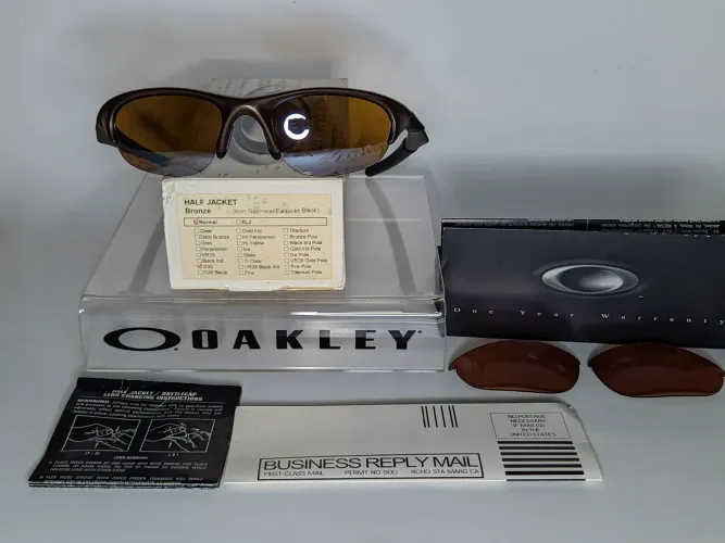 Óculos Oakley Half Jacket Bronze nas Titanium Iridium +G30 Iridium COMPLETA