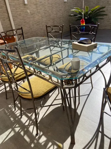 MESA DE JANTAR DE FERRO 6 LUGARES