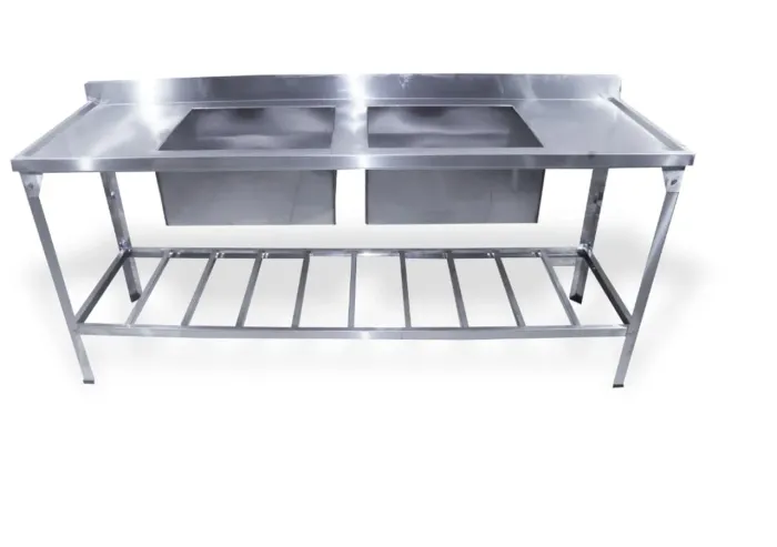 Ac bancada de inox com 2 cubas e submesa