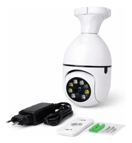 câmera IP 360° lampada externa WiFi Visão Noturna Full HD